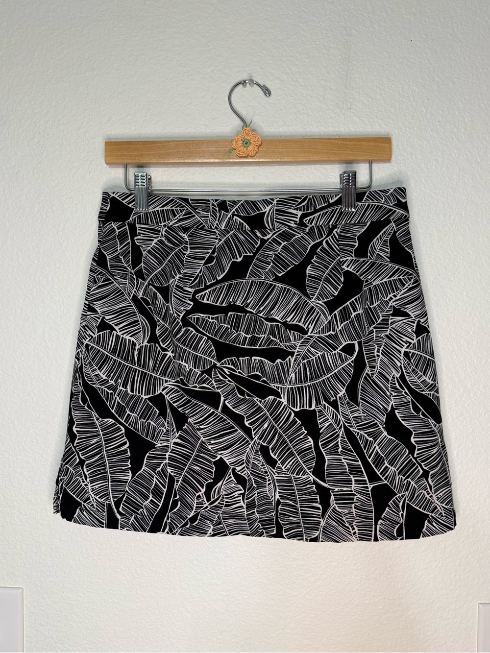 Rafaella Comfort Skort Black White Tropical Leaf Print Pull-On Women’s Sz Small - Picture 3 of 8